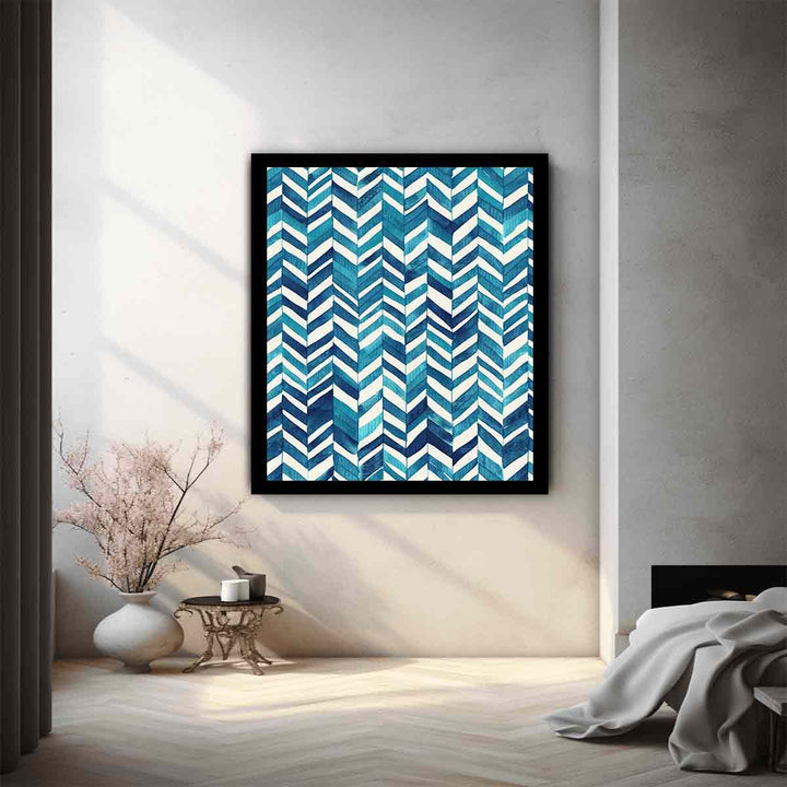 Zigzag Blue Pattern Painting Art Print