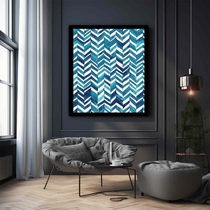Zigzag Blue Pattern Painting Art Print