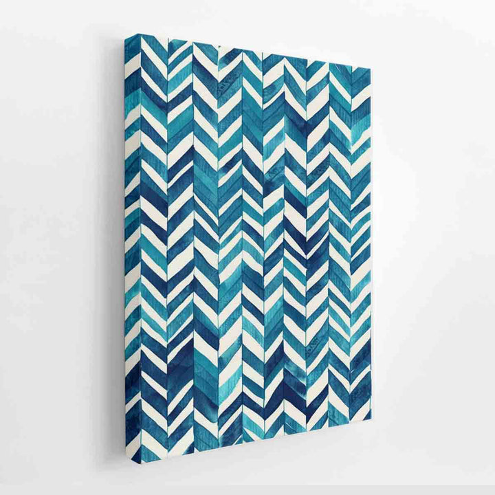 Zigzag Blue Pattern Painting canvas Print
