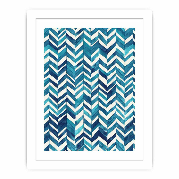 Zigzag Blue Pattern Painting framed Print