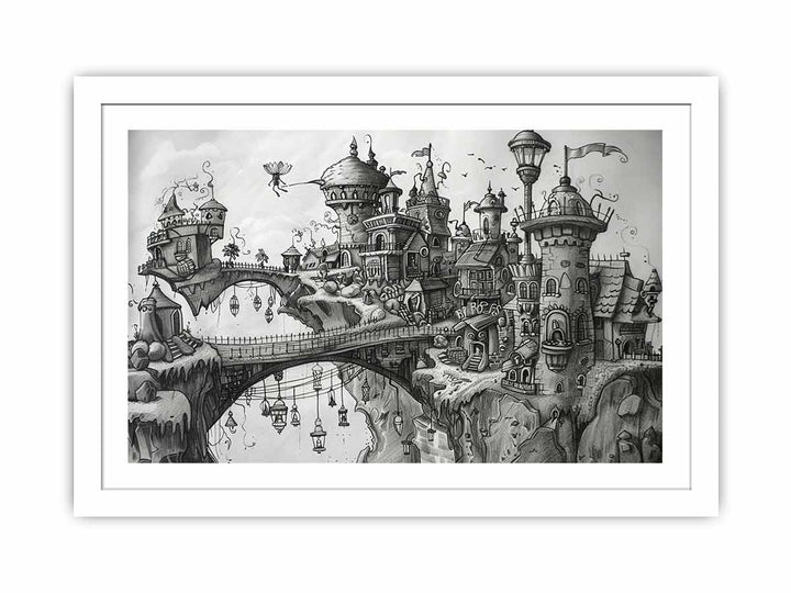 Castle Drawing framed Print