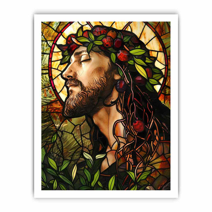 Jesus Glass Art framed Print