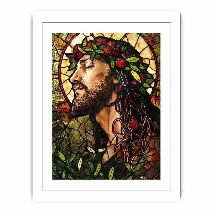 Jesus Glass Art framed Print