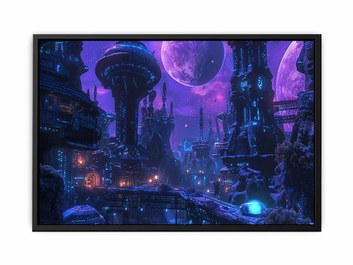 Alien Purple City canvas Print