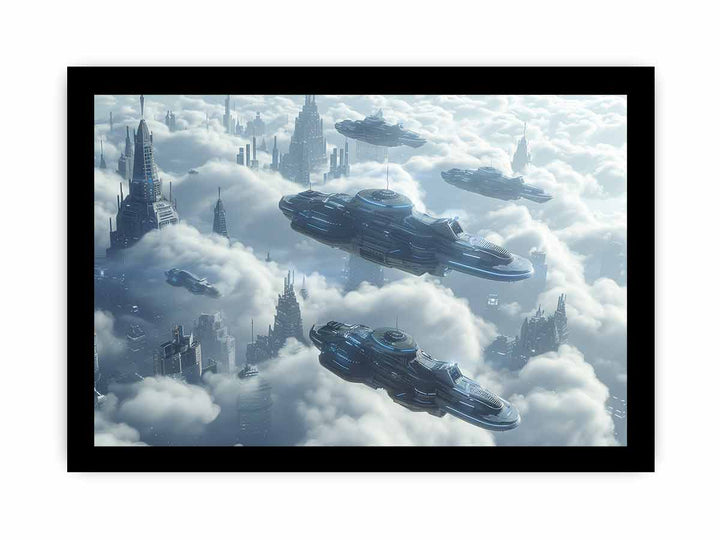 Space Ships framed Print