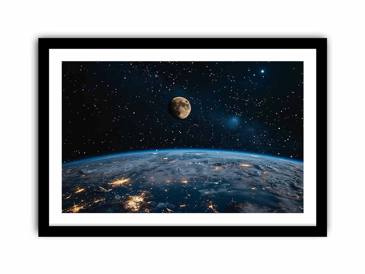 Earth & Moon framed Print