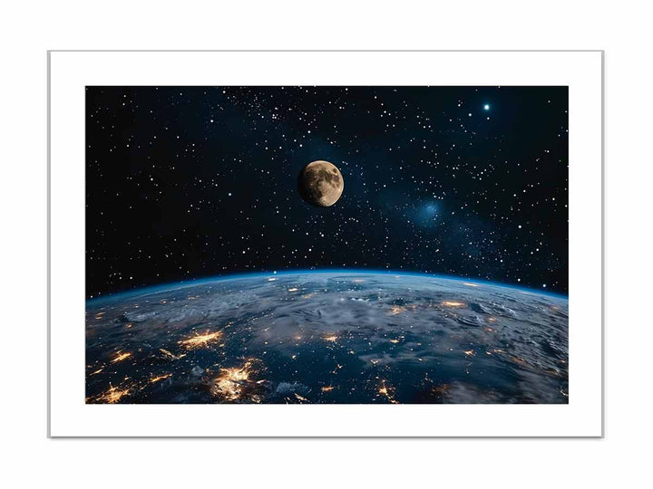 Earth & Moon framed Print