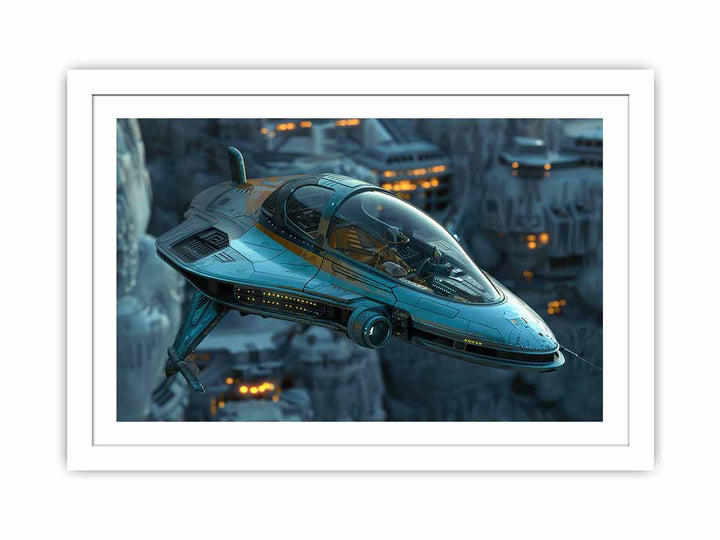 Sci-fi Space Ship framed Print
