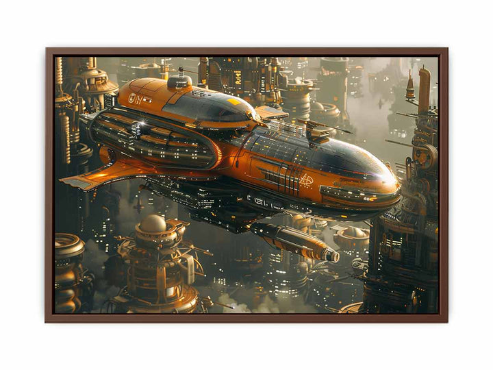 Space Ship  & Alein City Painting