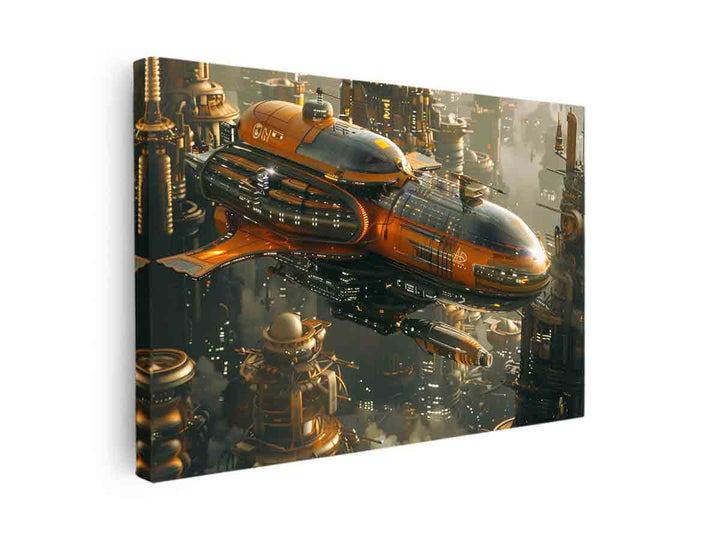 Space Ship  & Alein City canvas Print