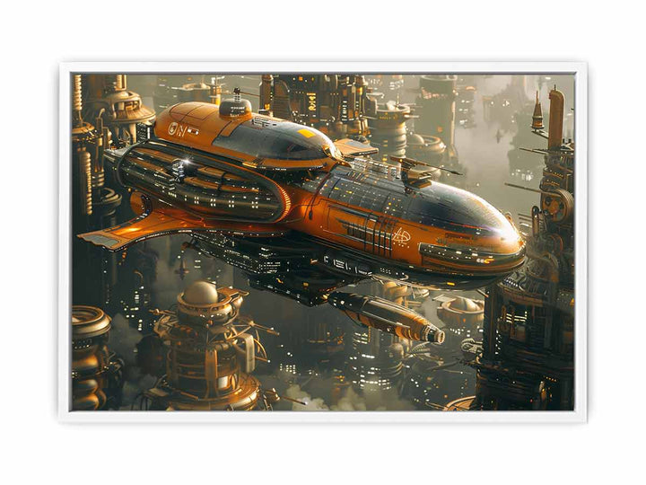 Space Ship  & Alein City Painting