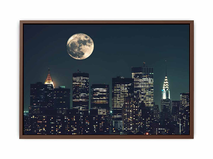 Moon In New York City Painting