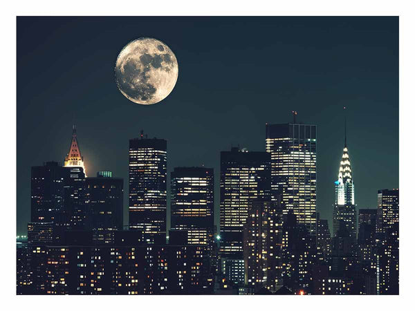 Moon In New York City Art Print