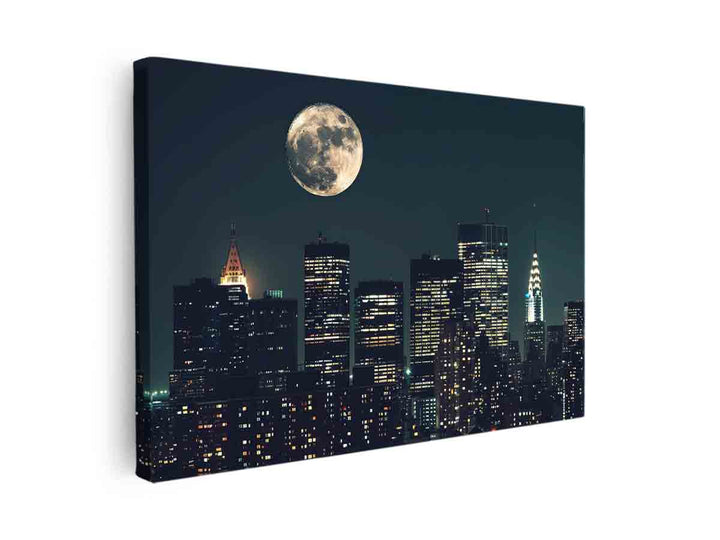 Moon In New York City canvas Print
