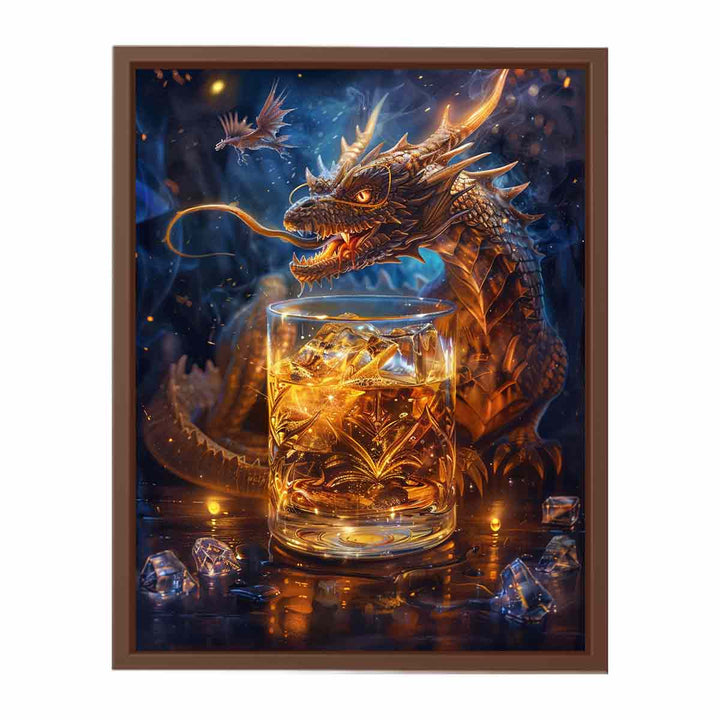 Whiskey Galss And Dragon Painting