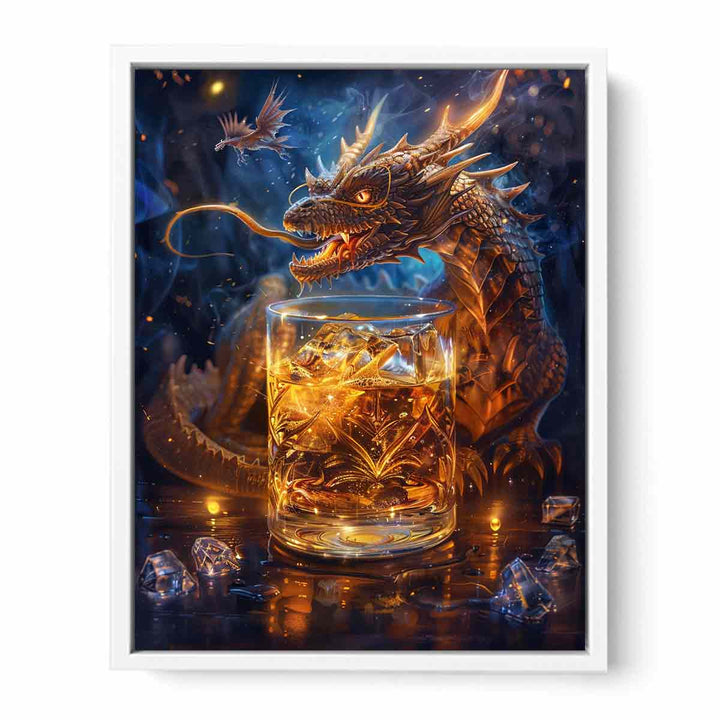 Whiskey Galss And Dragon Painting