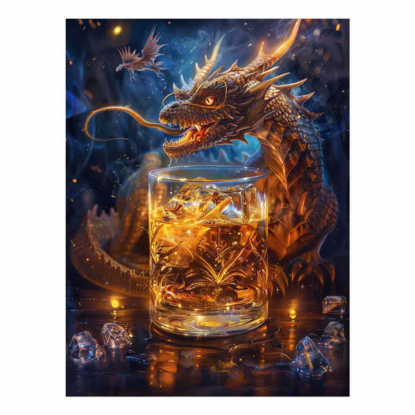 Whiskey Galss And Dragon Art Print