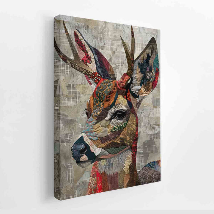 Deer Patchwork canvas Print