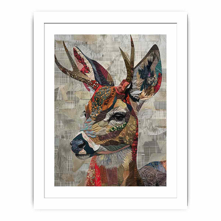 Deer Patchwork framed Print