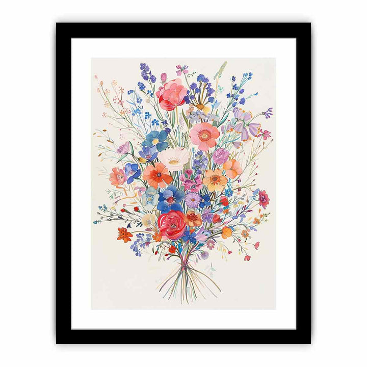 Watercolor Flower Bouquet framed Print
