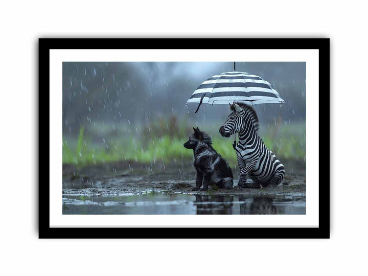 Zebra Dog Love framed Print