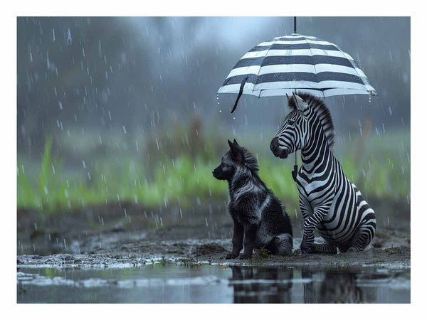 Zebra Dog Love Art Print