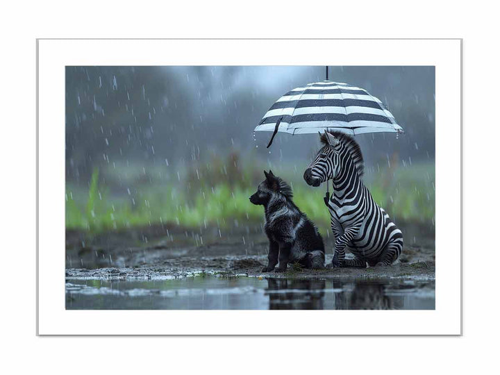 Zebra Dog Love framed Print