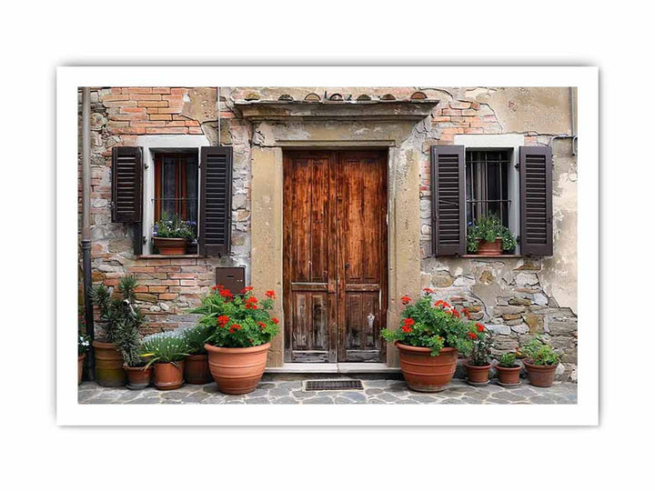 Vintage House Door framed Print
