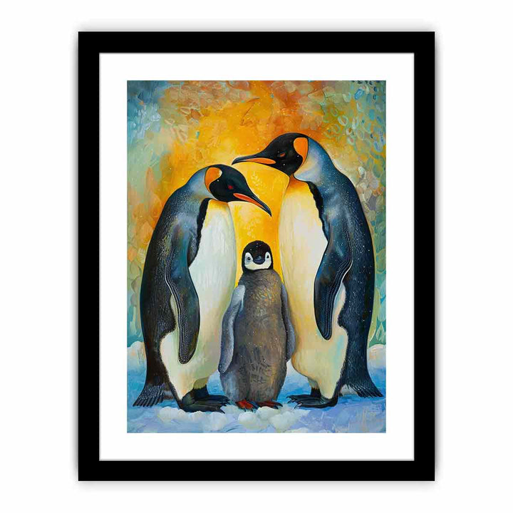 Baby Penguin & Parents framed Print