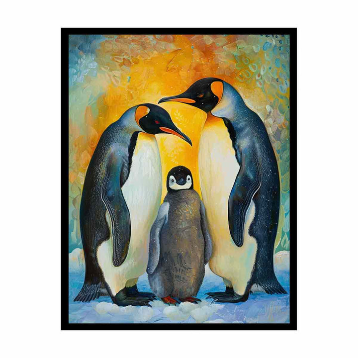 Baby Penguin & Parents canvas Print