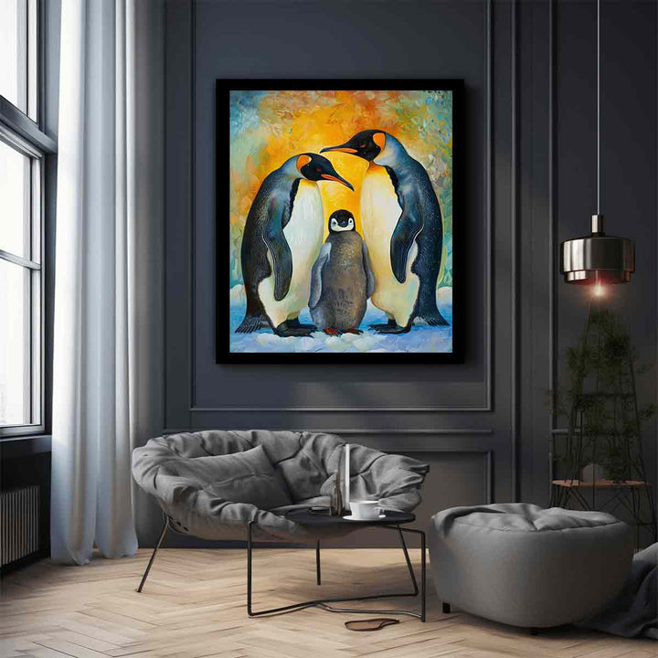 Baby Penguin & Parents Art Print