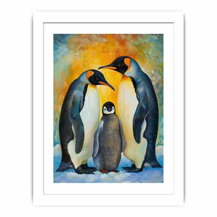 Baby Penguin & Parents framed Print