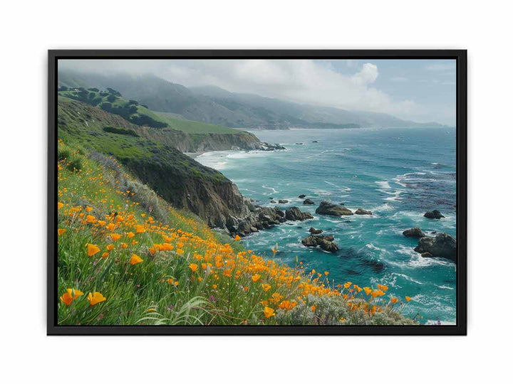 Poppies Along The Pacific Coast canvas Print