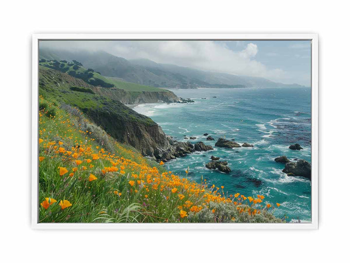 Poppies Along The Pacific Coast Painting