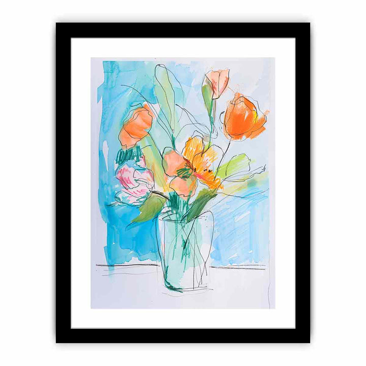 Flowers Sketch framed Print