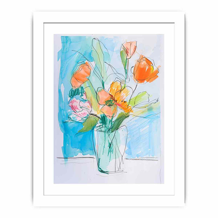 Flowers Sketch framed Print