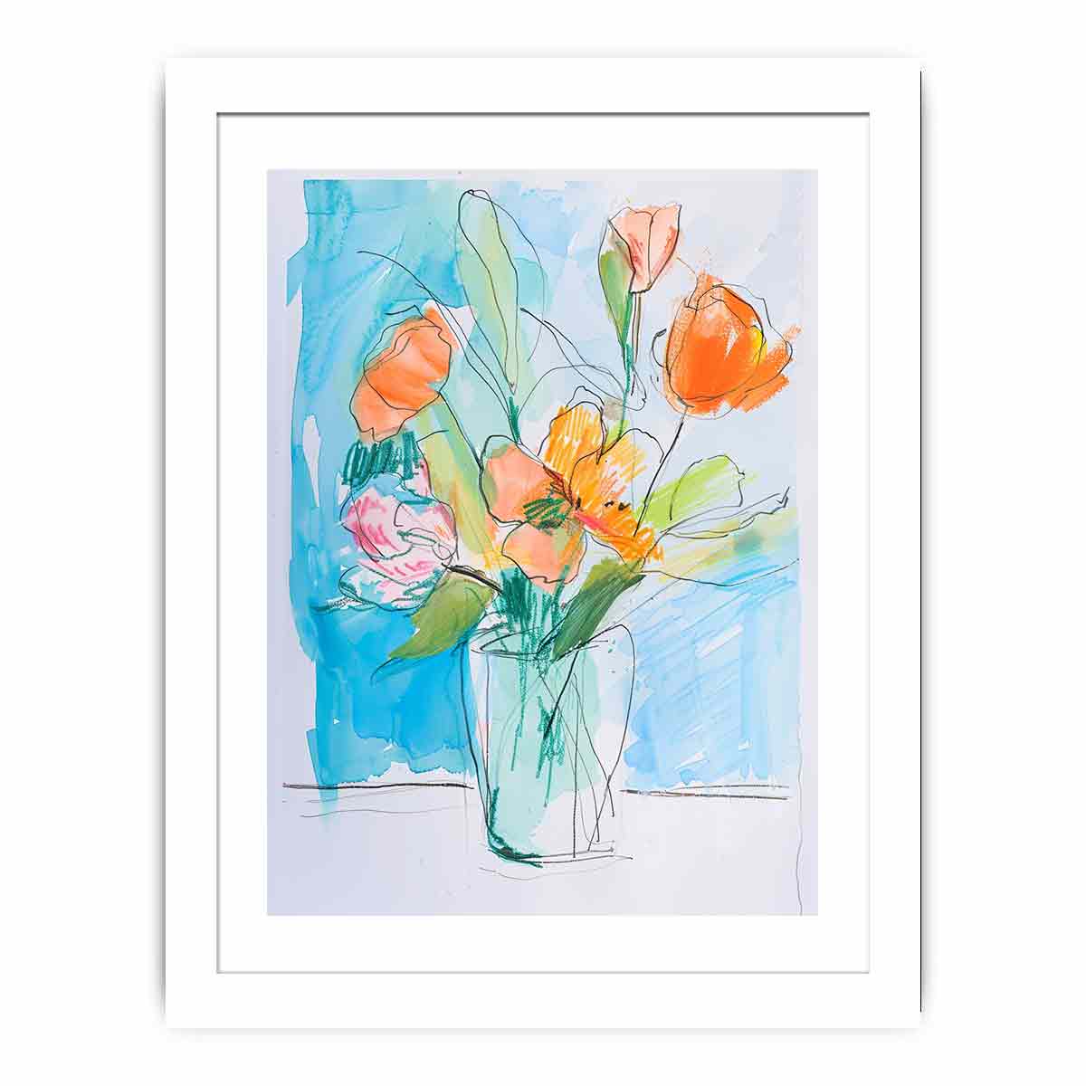 Flowers Sketch framed Print