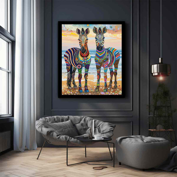 Two Zebras Art Print