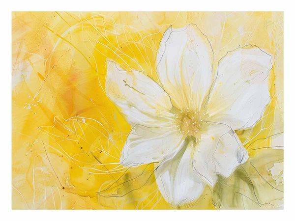 Yellow Abstract Flower Art Print