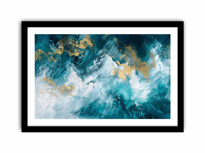 Blue Gold Waterfall framed Print