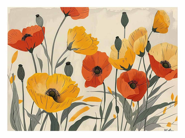 Yellow Orange Poppies  Art Print