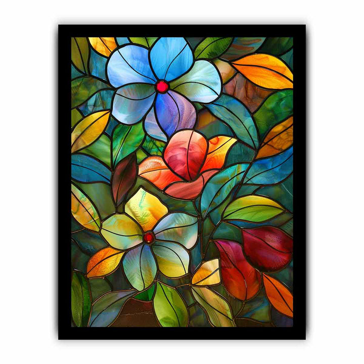 Flowers Glass Art framed Print