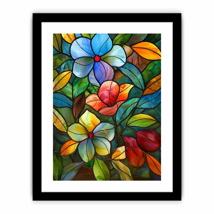 Flowers Glass Art framed Print