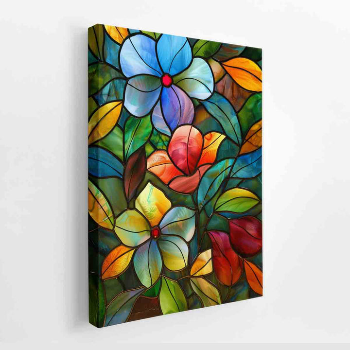 Flowers Glass Art canvas Print