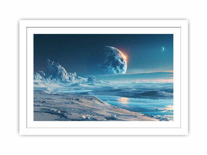 Icy moon framed Print