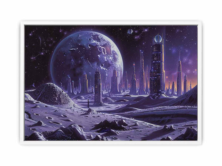 City On Moon Painting