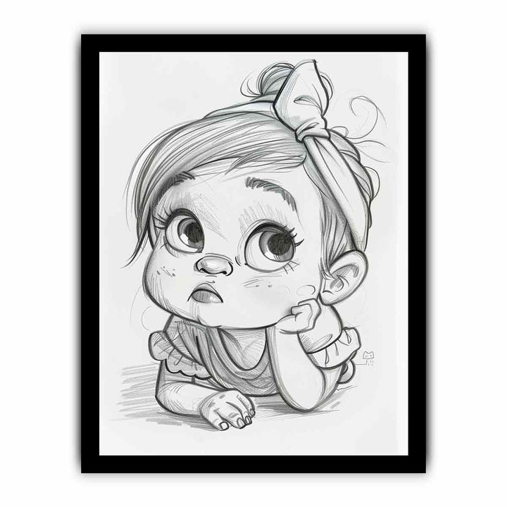Baby Girl Drawing framed Print