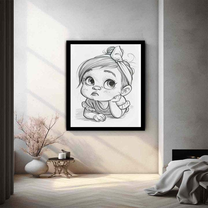 Baby Girl Drawing  Art Print