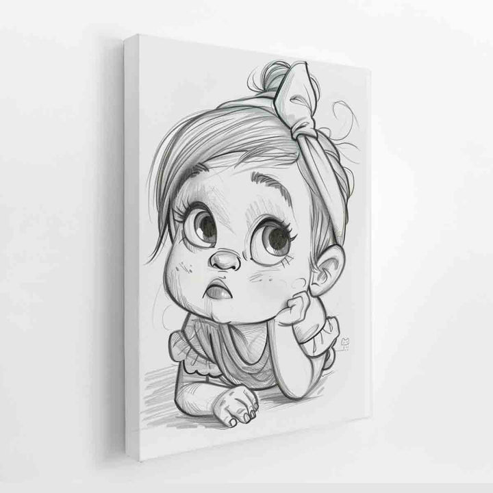 Baby Girl Drawing canvas Print