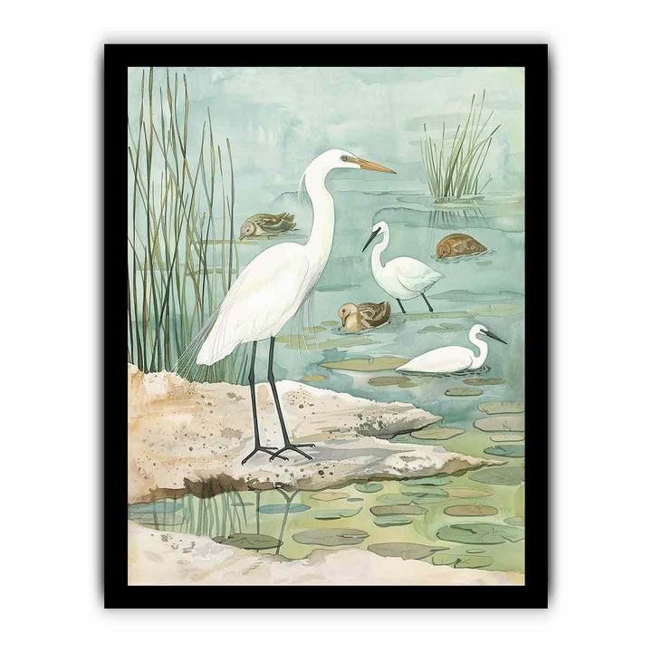 Heron framed Print